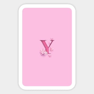 Y Letter Personalized, Pink Minimal Cute Design, Birthday Gift, Christmas Gift Sticker